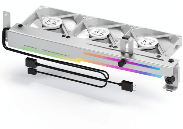 Graphics Card Cooler AsiaHorse 3X80mm White ARGB Triple Fan-0